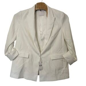 New w/ Tags MNG Mango White Eleonor 1 Button Blazer Jacket Womens‎ Plus 1X